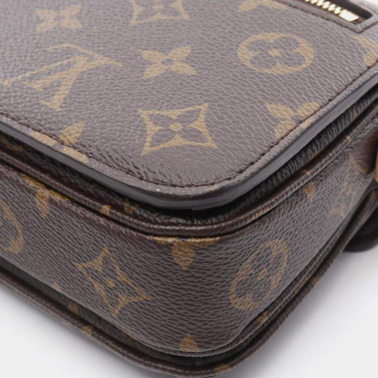 Pre Owned Louis Vuitton Pochette Metis EW Brown Monogram Canvas Chain Bag