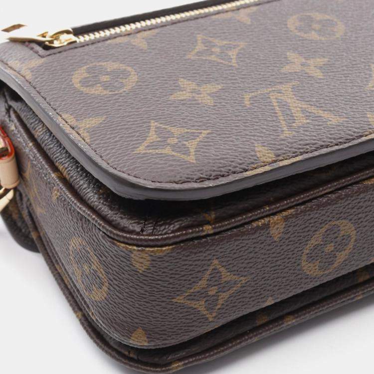 Pre Owned Louis Vuitton Pochette Metis EW Brown Monogram Canvas Chain Bag