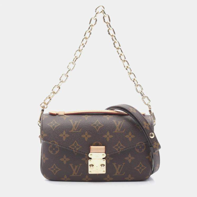 Pre Owned Louis Vuitton Pochette Metis EW Brown Monogram Canvas Chain Bag