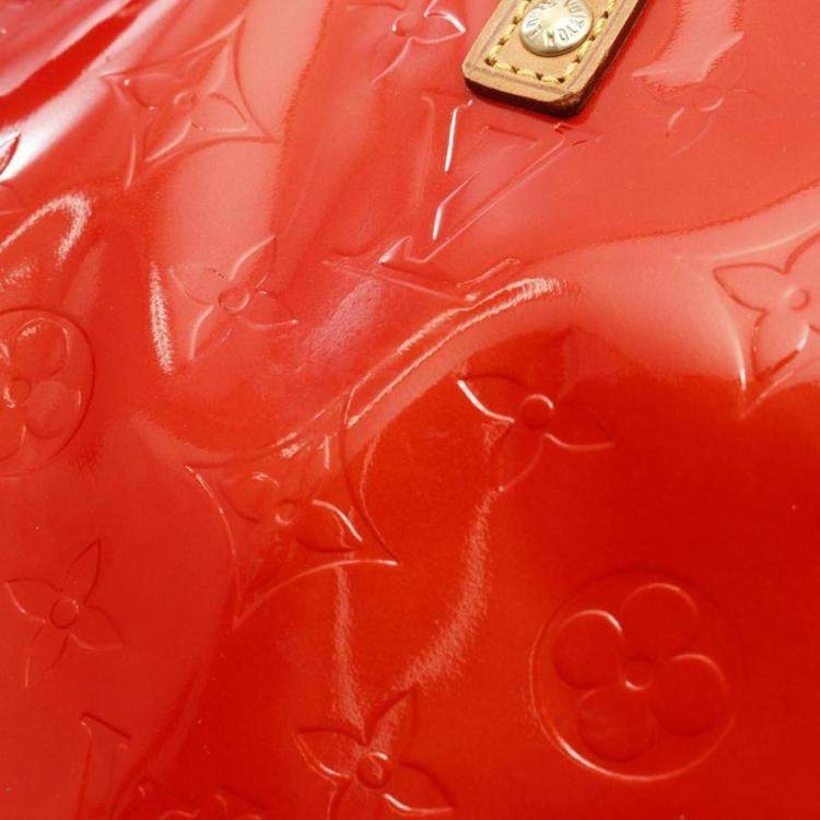 Pre Owned Louis Vuitton Lead PM Vernis Rouge Monogram Tote Bag