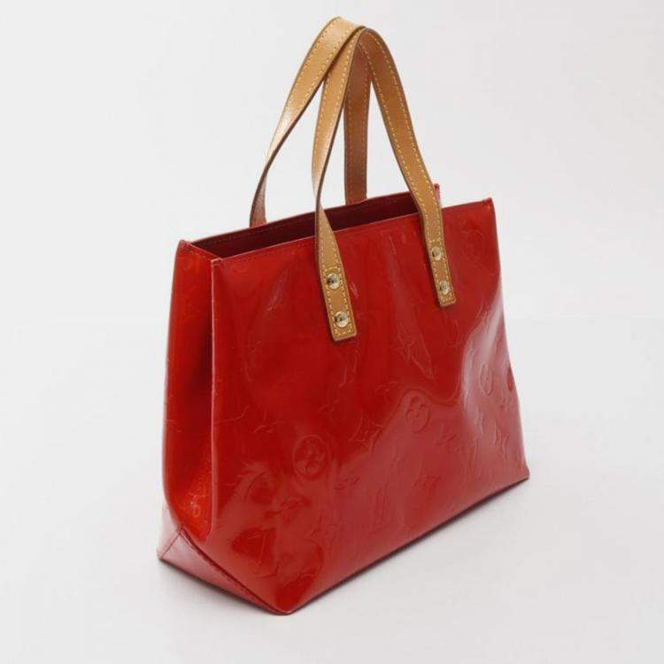 Pre Owned Louis Vuitton Lead PM Vernis Rouge Monogram Tote Bag