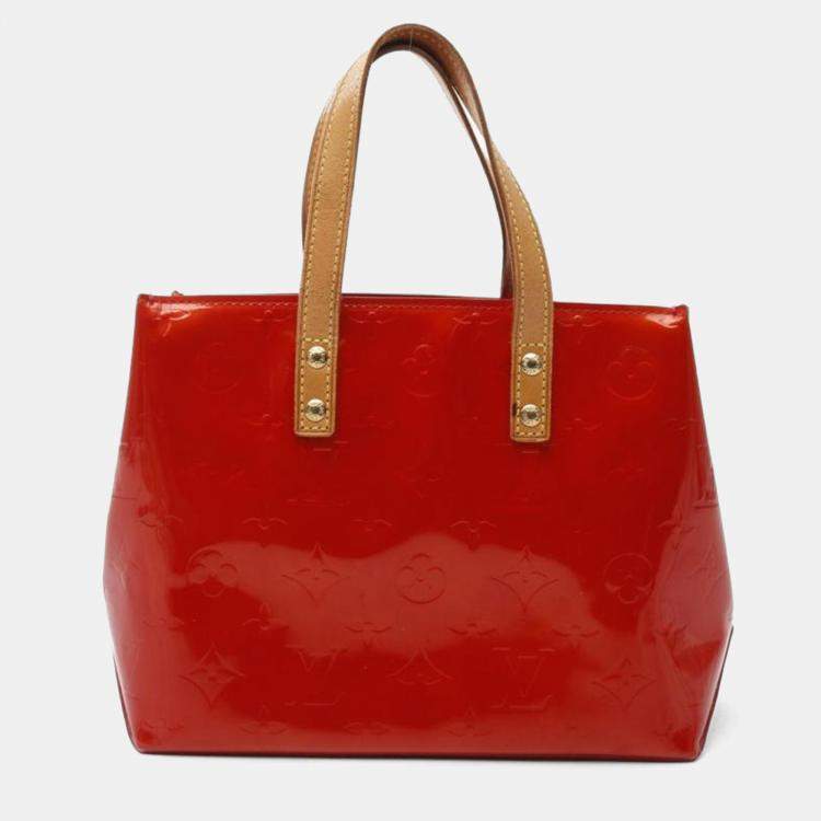 Pre Owned Louis Vuitton Lead PM Vernis Rouge Monogram Tote Bag
