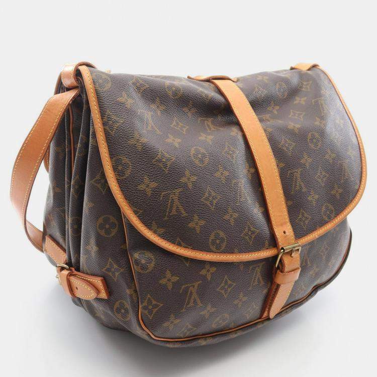 Pre Owned Louis Vuitton Saumur 35 Brown Monogram Canvas Crossbody Bag