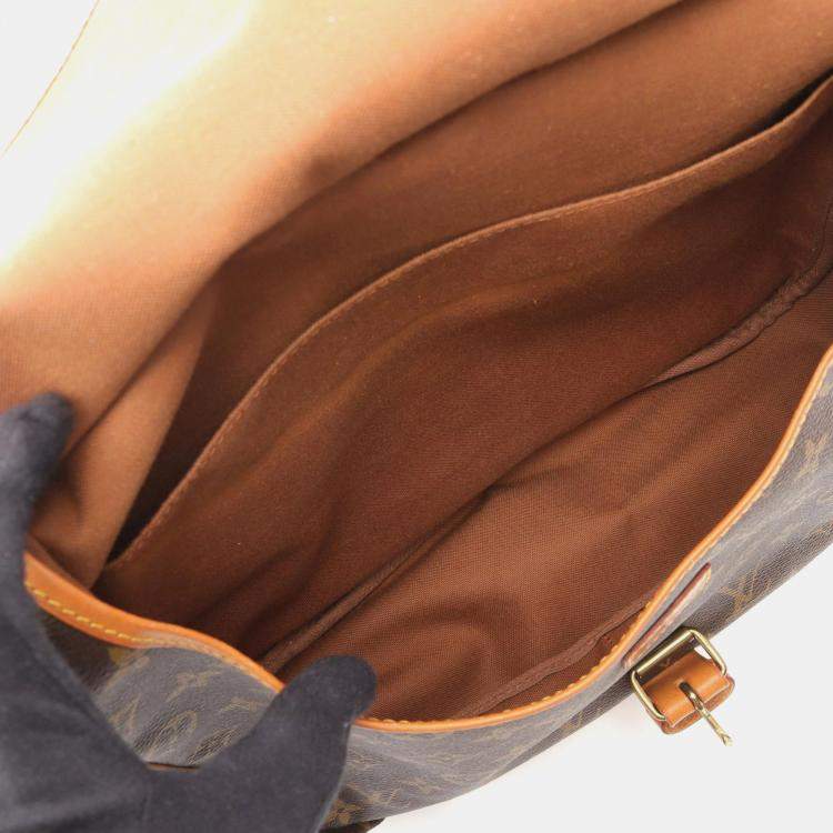 Pre Owned Louis Vuitton Saumur 35 Brown Monogram Leather Crossbody Bag