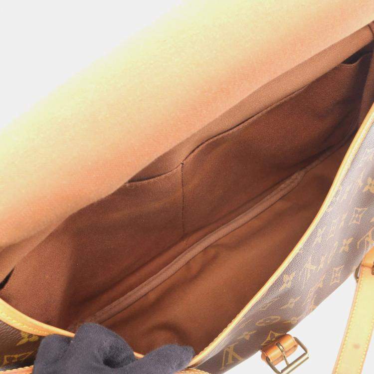 Pre Owned Louis Vuitton Saumur 35 Brown Monogram Leather Crossbody Bag