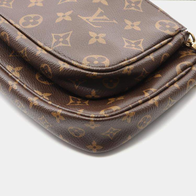 Pre Owned Louis Vuitton Multi Pochette Accessoires Brown Monogram Canvas Chain Shoulder Bag