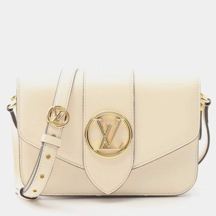 Pre Owned Louis Vuitton LV Pont Neuf Beige Calfskin Crossbody Shoulder Bag