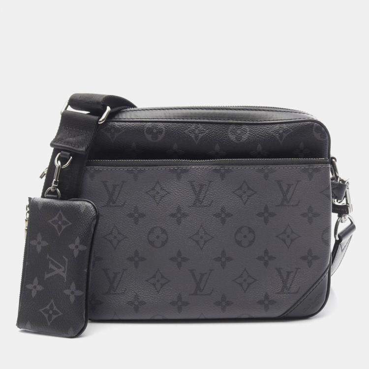 Pre Owned Louis Vuitton Trio Messenger Monogram Eclipse Canvas Gray Shoulder Bag