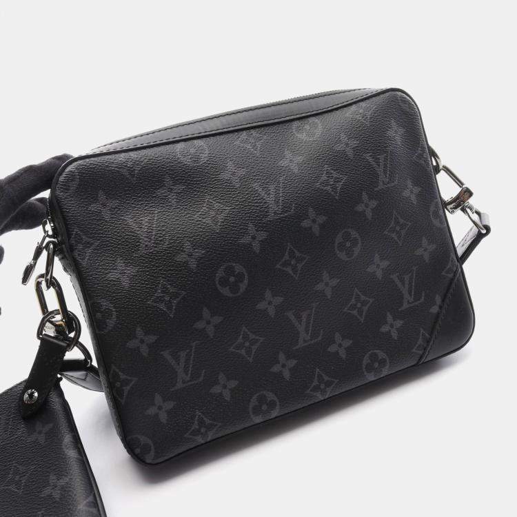 Pre Owned Louis Vuitton Trio Messenger Monogram Eclipse Canvas Gray Shoulder Bag