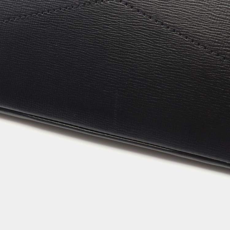 Pre Owned Louis Vuitton Shopper Tote MM Black Leather Tote Bag