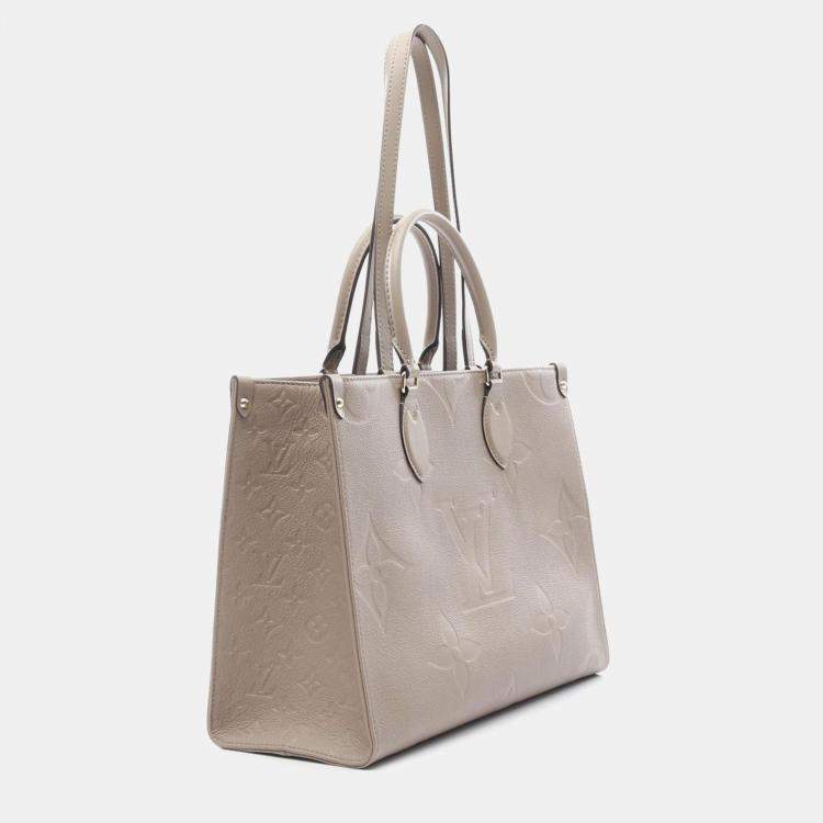 Pre Owned Louis Vuitton OnTheGo MM Beige Monogram Empreinte Leather Tote Bag