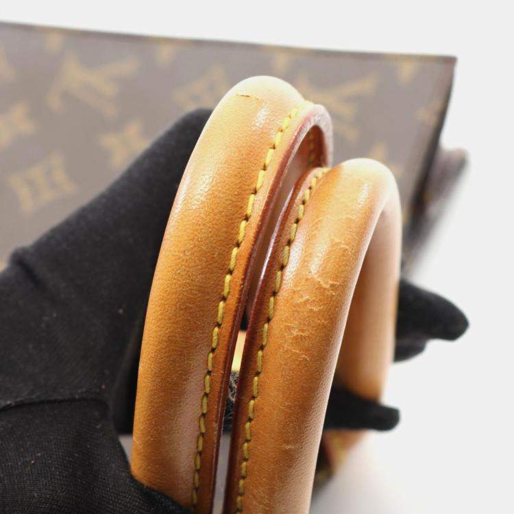 Pre Owned Louis Vuitton Sac Plat Brown Monogram Canvas Leather Tote Bag