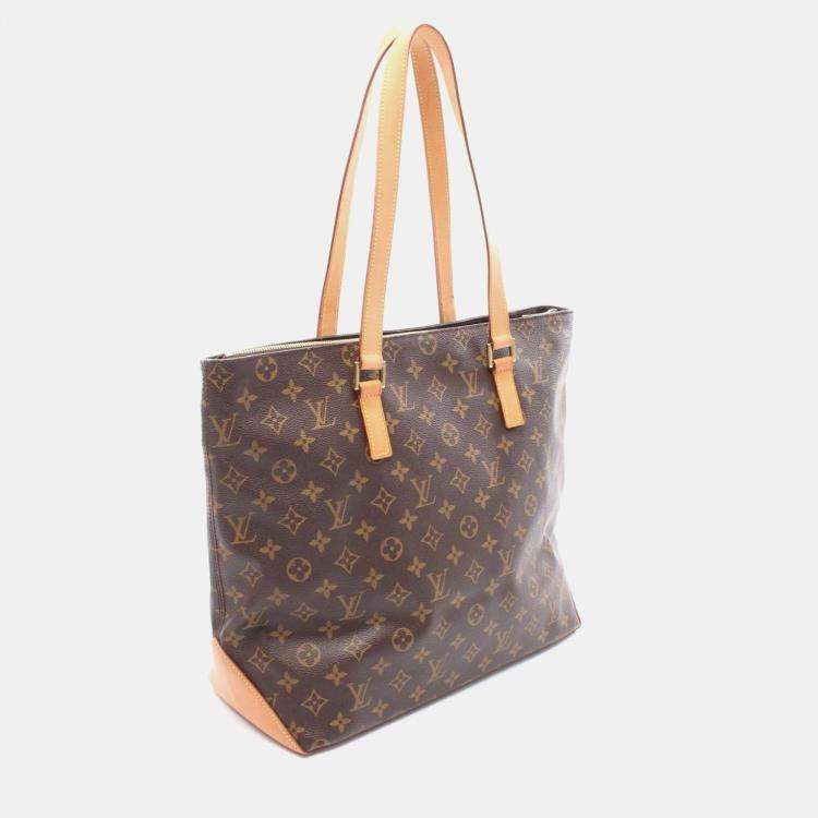 Pre Owned Louis Vuitton Cabas Mezzo Brown Monogram Canvas Tote Bag