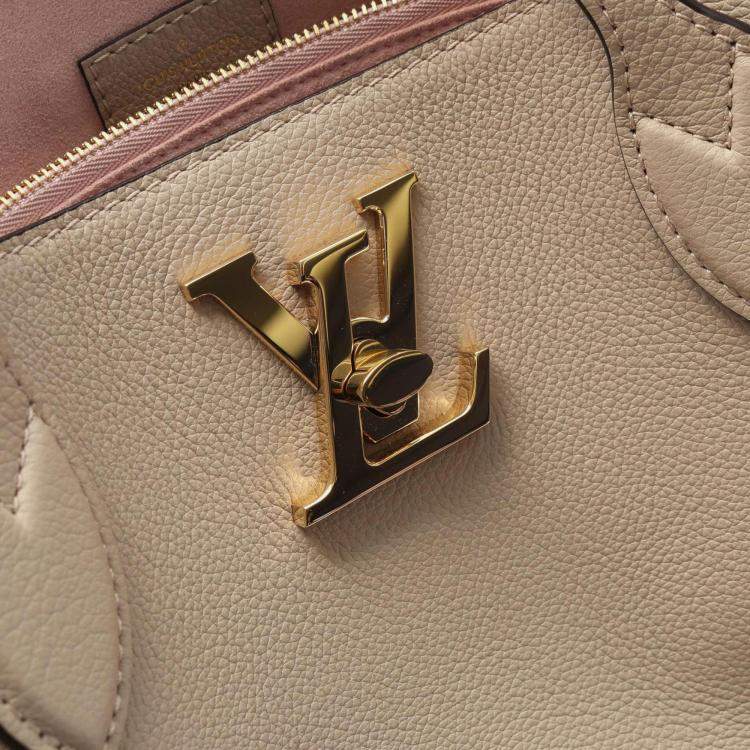 Pre Owned Louis Vuitton Lockme Shopper Beige Leather Tote Bag