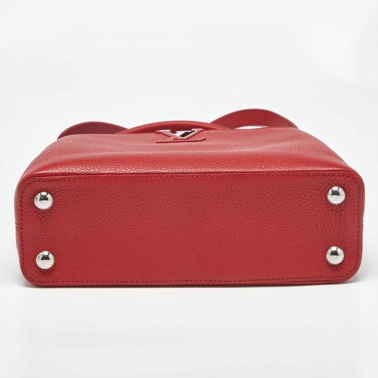 Pre Owned Louis Vuitton Red Leather Capucines BB Bag