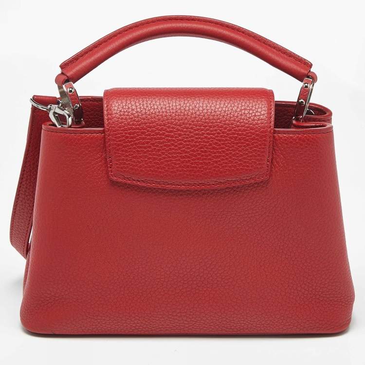 Pre Owned Louis Vuitton Red Leather Capucines BB Bag