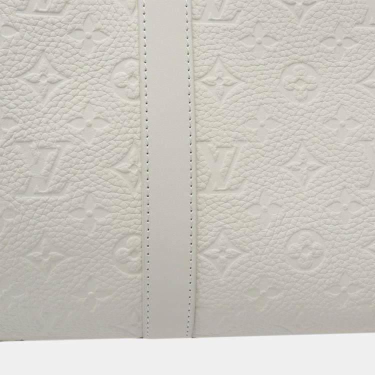 Pre Owned Louis Vuitton White Monogram Taurillon Sac Plat 24H Tote