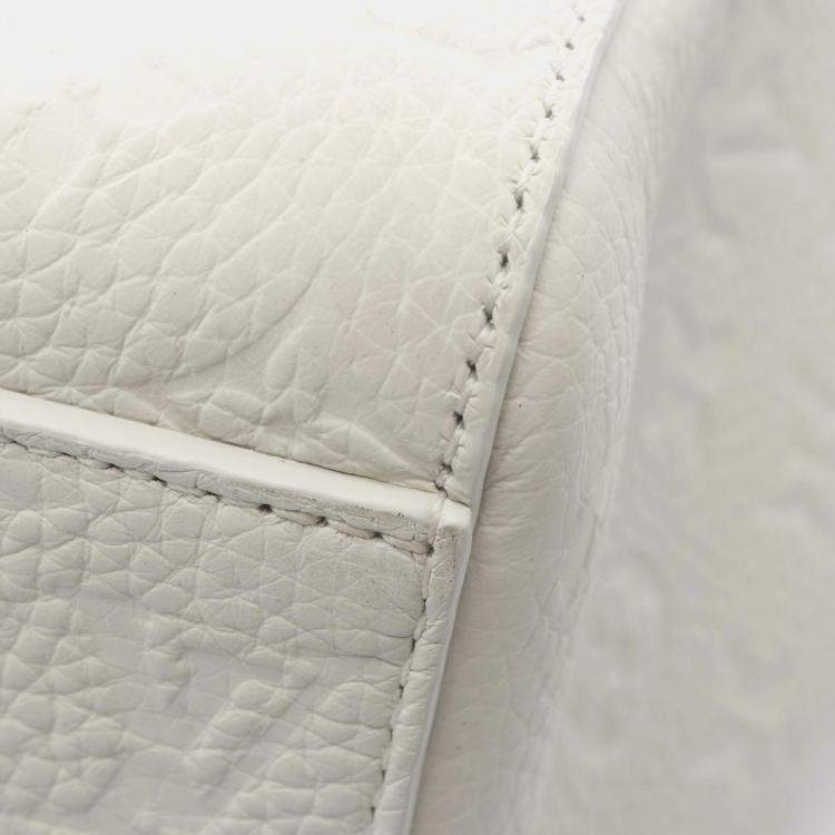 Pre Owned Louis Vuitton White Monogram Taurillon Sac Plat 24H Tote