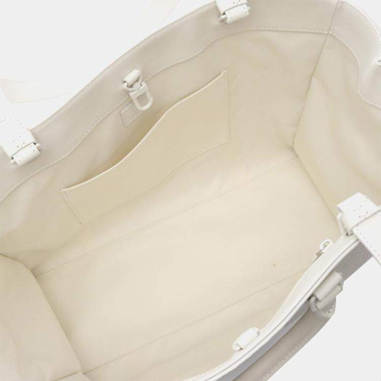 Pre Owned Louis Vuitton White Monogram Taurillon Sac Plat 24H Tote