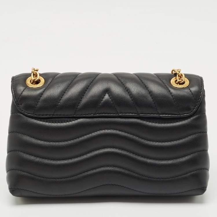 Pre Owned Louis Vuitton Black Leather New Wave Chain MM Bag