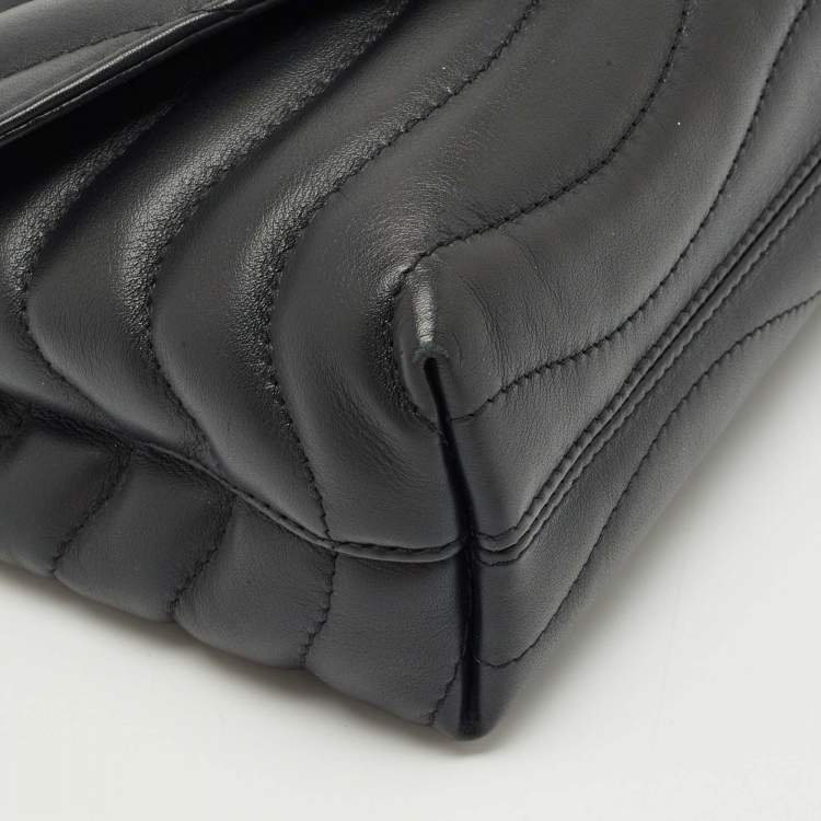 Pre Owned Louis Vuitton Black Leather New Wave Chain MM Bag