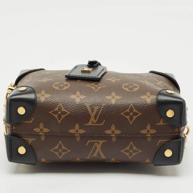 Pre Owned Louis Vuitton Black Monogram Canvas and Leather Petite Malle Souple Bag