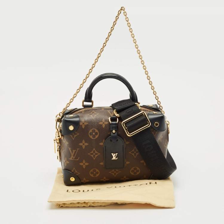 Pre Owned Louis Vuitton Black Monogram Canvas and Leather Petite Malle Souple Bag
