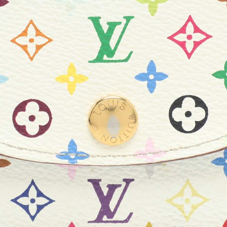 Pre Owned Louis Vuitton White Monogram Multicolore Visite Business Card Holder