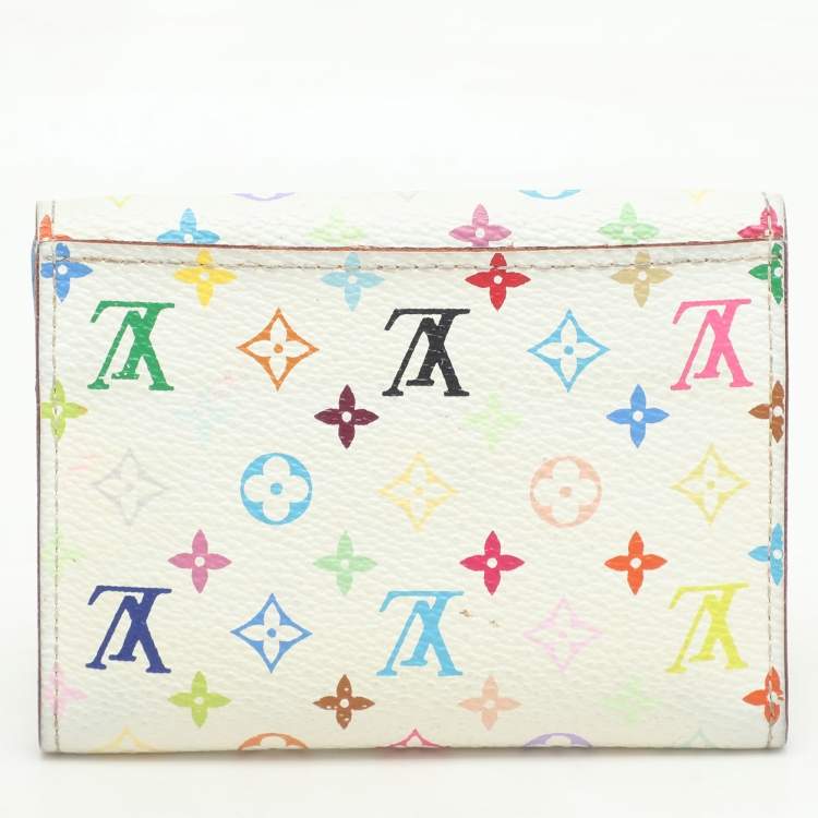 Pre Owned Louis Vuitton White Monogram Multicolore Visite Business Card Holder