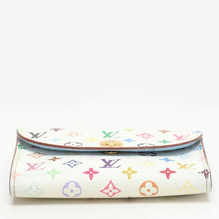 Pre Owned Louis Vuitton White Monogram Multicolore Visite Business Card Holder