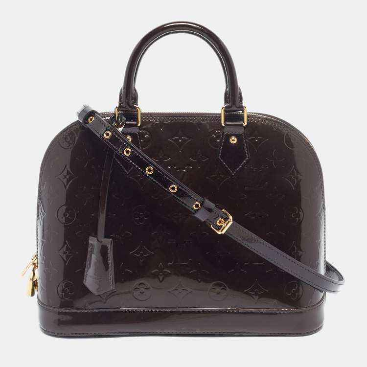 Pre Owned Louis Vuitton Amarante Monogram Vernis Alma PM Bag
