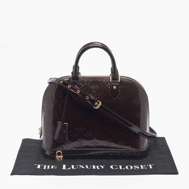 Pre Owned Louis Vuitton Amarante Monogram Vernis Alma PM Bag