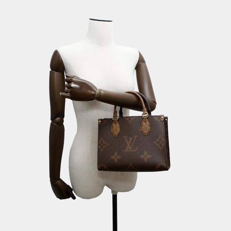 Pre Owned Louis Vuitton OnTheGo PM Monogram Reverse Canvas Tote Bag