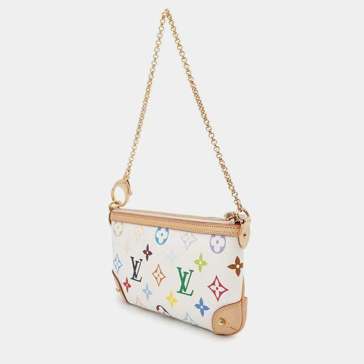 Pre Owned Louis Vuitton Pochette Milla MM Blanc Monogram Multicolor Shoulder Bag