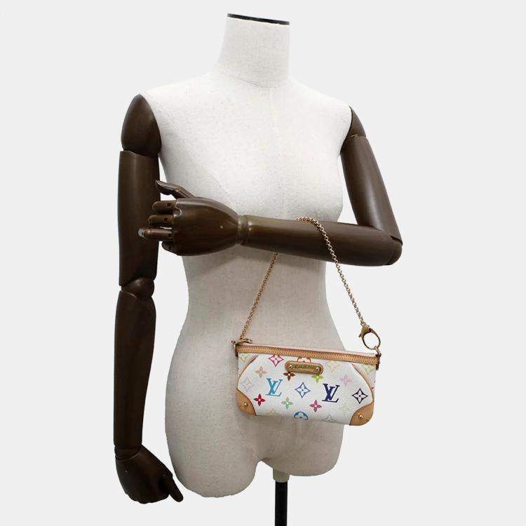Pre Owned Louis Vuitton Pochette Milla MM Blanc Monogram Multicolor Shoulder Bag