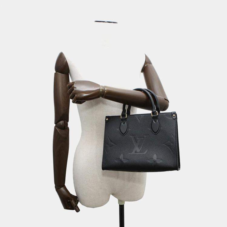 Pre Owned Louis Vuitton OnTheGo PM Noir Monogram Empreinte Leather Tote Bag