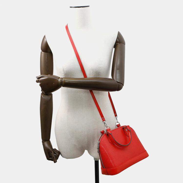 Pre Owned Louis Vuitton Alma BB Coquelicot Epi Leather Satchel Bag