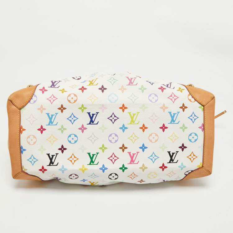 Pre Owned Louis Vuitton White Multicolore Monogram Canvas Ursula Bag