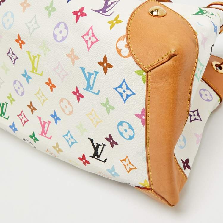 Pre Owned Louis Vuitton White Multicolore Monogram Canvas Ursula Bag