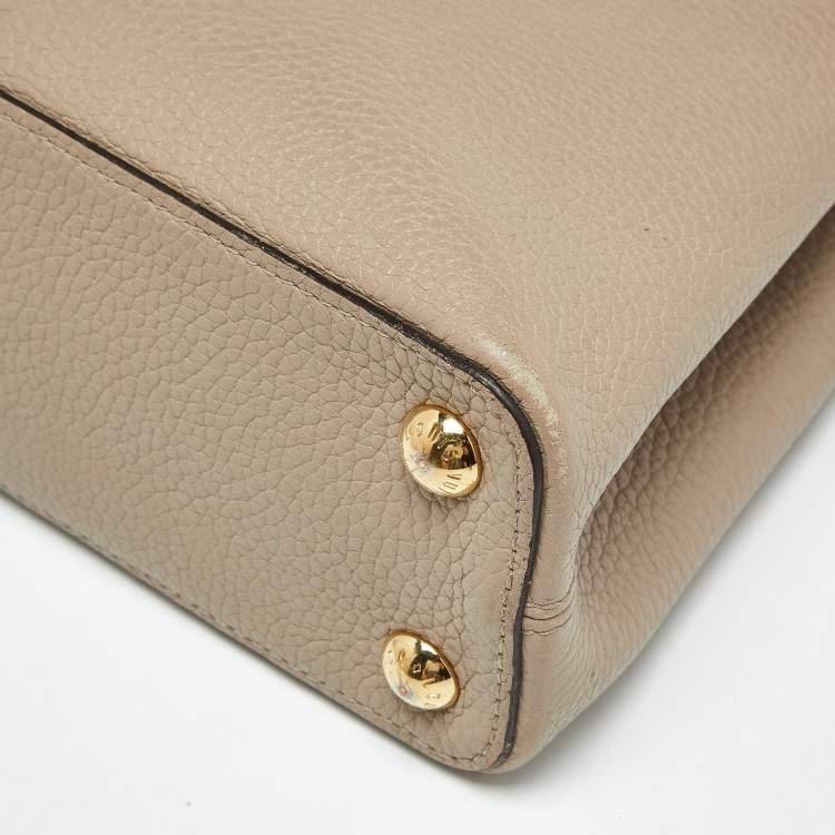 Pre Owned Louis Vuitton Beige Taurillon Leather Capucines BB Bag