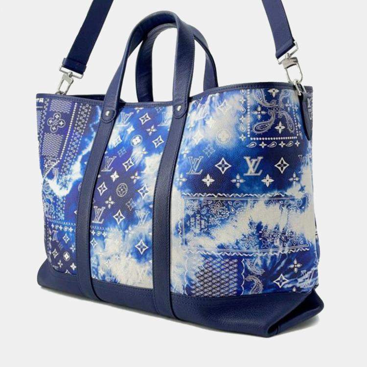 Pre Owned Louis Vuitton Blue Monogram Bandana Journey Tote