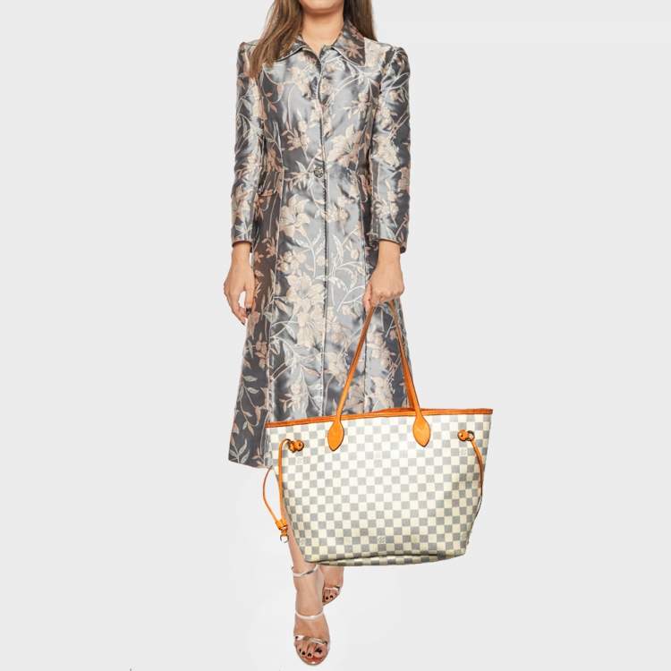 Pre Owned Louis Vuitton Damier Azur Canvas Neverfull MM Bag