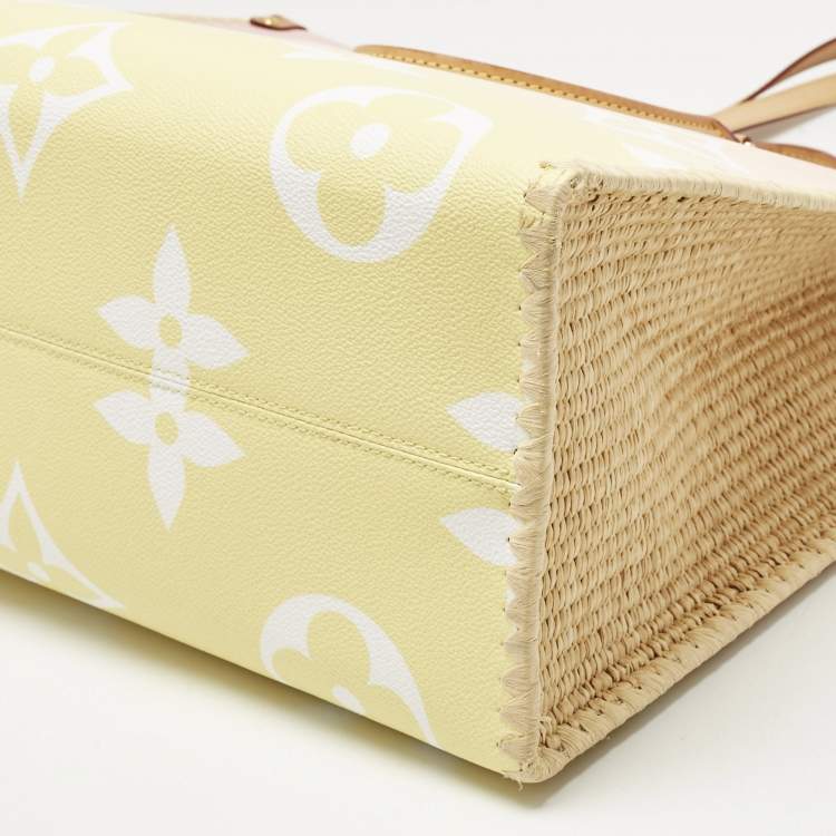 Pre Owned Louis Vuitton Monogram Giant By The Pool Canvas and Raffia Dubai Onthego GM Bag