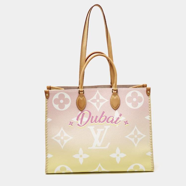 Pre Owned Louis Vuitton Monogram Giant By The Pool Canvas and Raffia Dubai Onthego GM Bag
