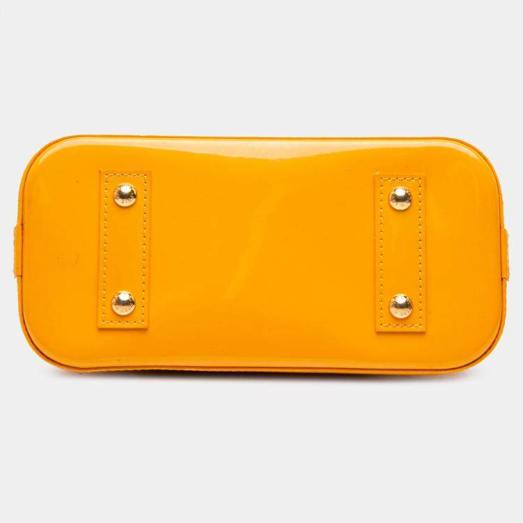 Pre Owned Louis Vuitton Yellow Monogram Vernis Alma BB Handbag