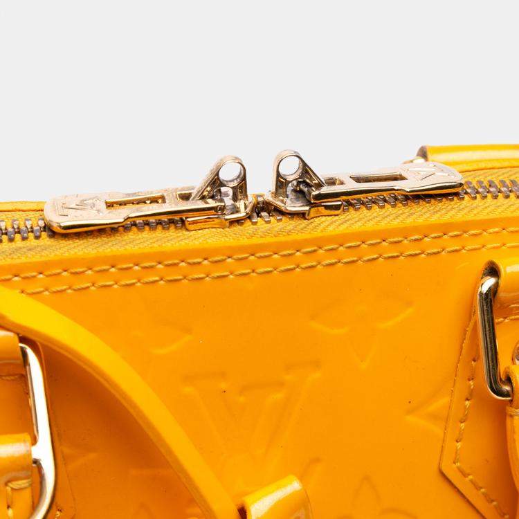 Pre Owned Louis Vuitton Yellow Monogram Vernis Alma BB Handbag
