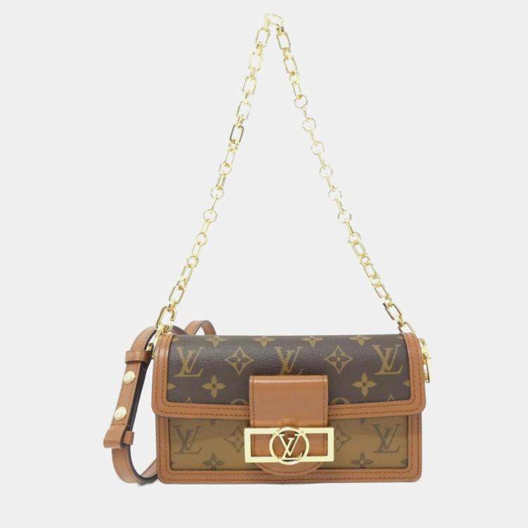 Pre Owned Louis Vuitton Dauphine EW Monogram Reverse Canvas Shoulder Bag