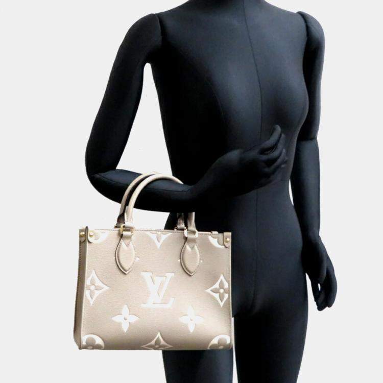 Pre Owned Louis Vuitton OnTheGo PM Bicolor Monogram Empreinte Leather Tote Bag