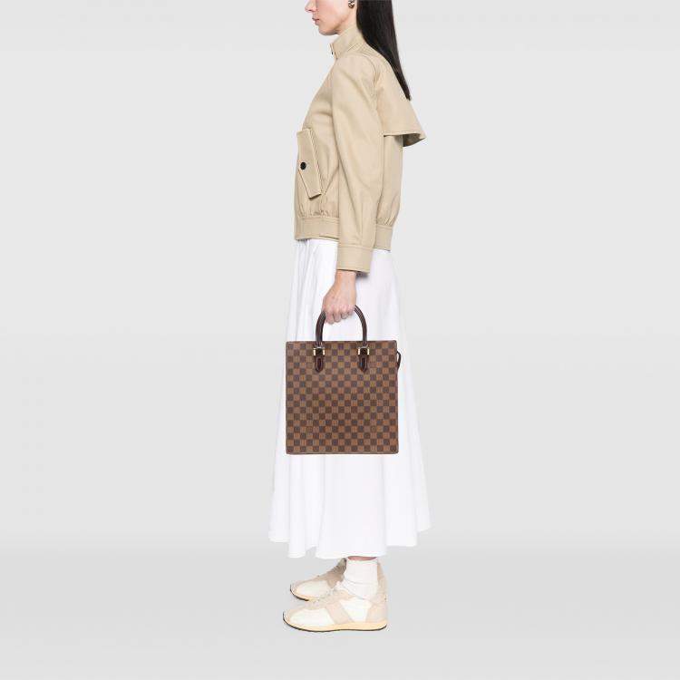 Pre Owned Louis Vuitton Brown Damier Ebene Venice Sac Plat Tote