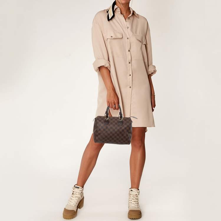 Pre Owned Louis Vuitton Damier Ebene Canvas Speedy 25 Bag